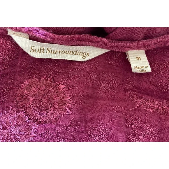 Soft Surroundings Dress Purple Embroidery Pockets Medium M - Picture 4 of 5